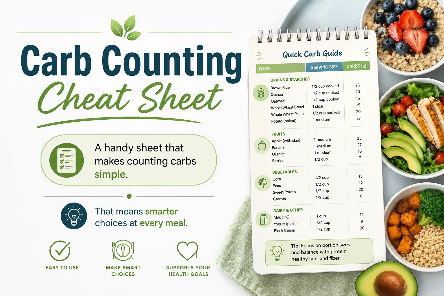 Carb Counting Cheat Sheet bonus